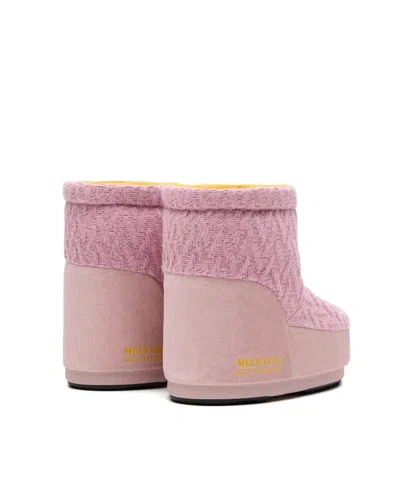 Moon Boot Stivali Da Neve In Maglia Rose In Multi