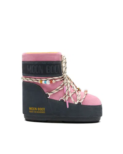 Moon Boot Two-tone Suede S X Guest In Residence Icon Low Ankle Boots In Multi