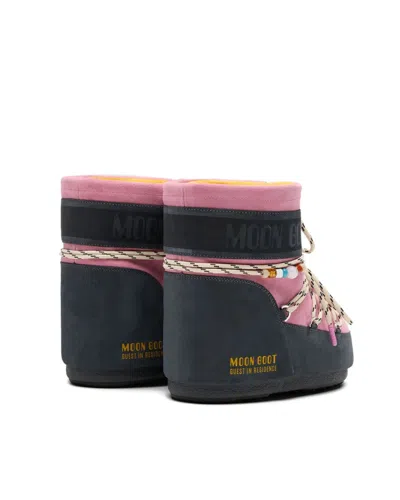 Moon Boot Two-tone Suede S X Guest In Residence Icon Low Ankle Boots In Multi