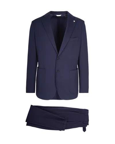 Manuel Ritz Single-breasted Suit In Blue