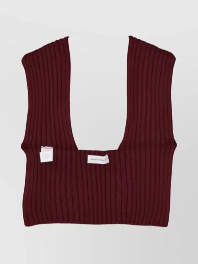 Niccolò Pasqualetti Wool Yarn Scarf Deep V-neck Design In Burgundy