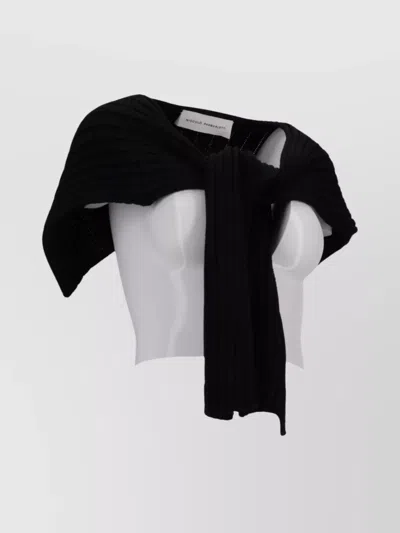 Niccolò Pasqualetti Wool Yarn Knotted Short Sleeve Scarf In Black