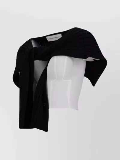 Niccolò Pasqualetti Wool Yarn Knotted Short Sleeve Scarf In Black