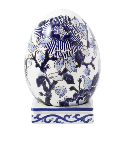 Gien Pivoines Egg Ornament In Blue