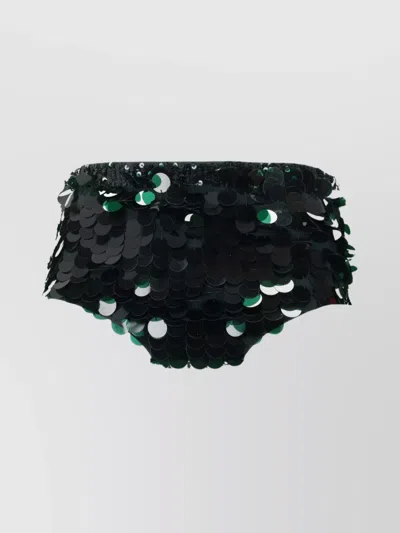 P.a.r.o.s.h Elastic Waistband Shorts Featuring Sequin Embellishments In Black