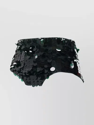 P.a.r.o.s.h Elastic Waistband Shorts Featuring Sequin Embellishments In Black