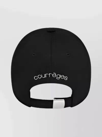 Courrèges Structured Black Cotton Baseball Cap With Embroidered Logo In Black