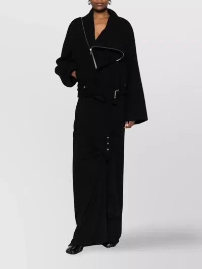 Rick Owens Cropped Flight Jacket Scarf Detail In Black