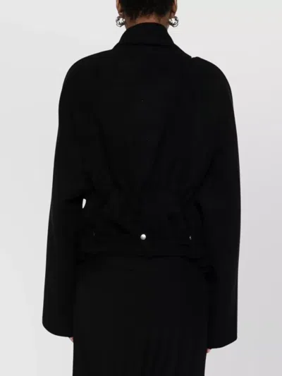 Rick Owens Cropped Flight Jacket Scarf Detail In Black