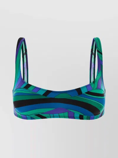 Pucci Scoop Neck Swim Bra In Lycra In Multi