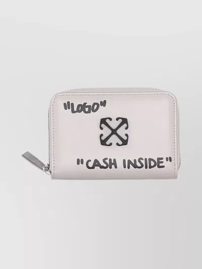 Off-white Jitney Coin Purse Round Shape Logo Print In Neutral