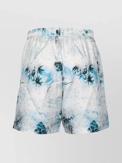 Amiri Tropical Print Lightweight Shorts With Elastic Waistband In Multi