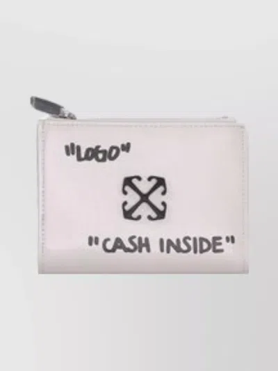 Off-white Compact Bifold Zipped Purse Quote Dust