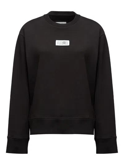 Mm6 Maison Margiela Logo Cotton Sweatshirt In Black