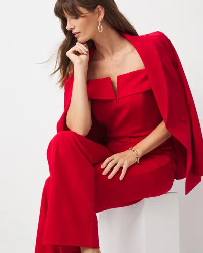 White House Black Market Petite Off-the-shoulder Crepe Jumpsuit In Red