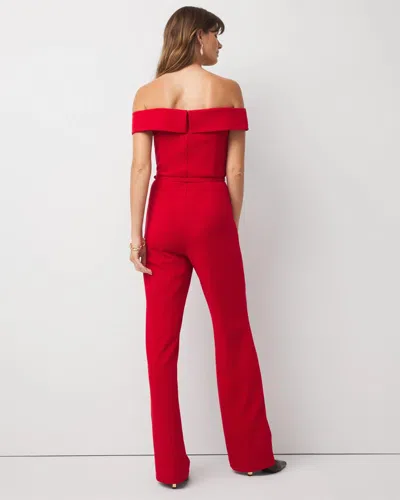 White House Black Market Petite Off-the-shoulder Crepe Jumpsuit In Red