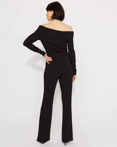 White House Black Market Petite Off-the-shoulder Fold-over Jumpsuit In Black