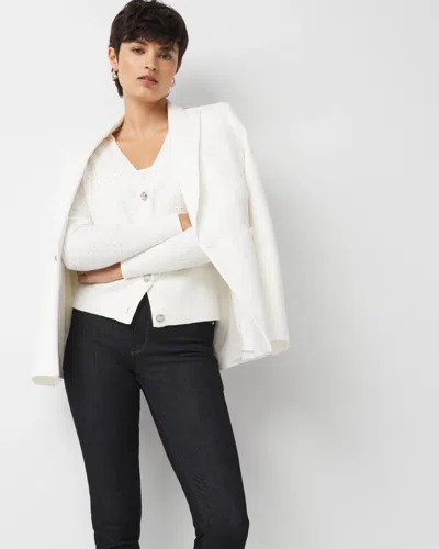 White House Black Market Petite Embellished Cardigan Sweater In White