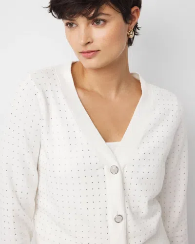 White House Black Market Petite Embellished Cardigan Sweater In White