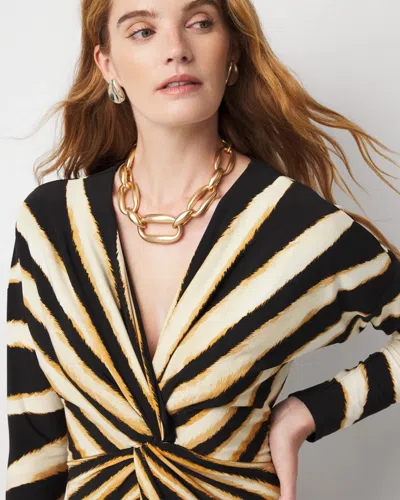 White House Black Market Sunburst Front Twist Midi Dress In Multi