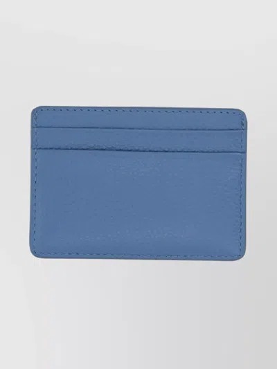 Michael Kors Logo Embossed Card Holder With Textured Finish In Blue