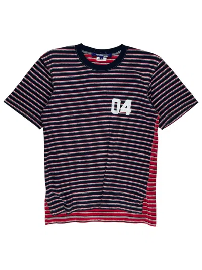 Pre-owned Junya Watanabe Ss07  Number Striped Hybrid Tshirt Poem In Red