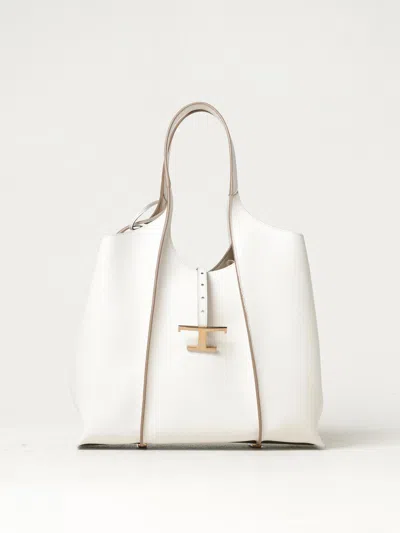 Tod's White Shopping Leather Tote Bag In White