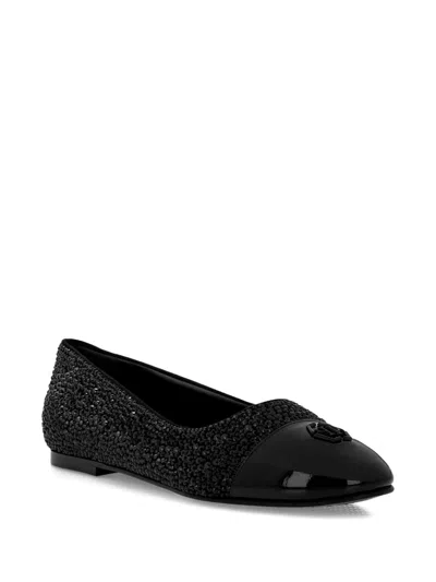 Philipp Plein Strass Logo Ballerina Flats In Black