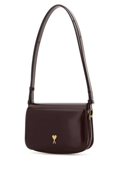 Ami Alexandre Mattiussi Ami Paris Chocolate Leather Paris Paris Crossbody Bag In Brown