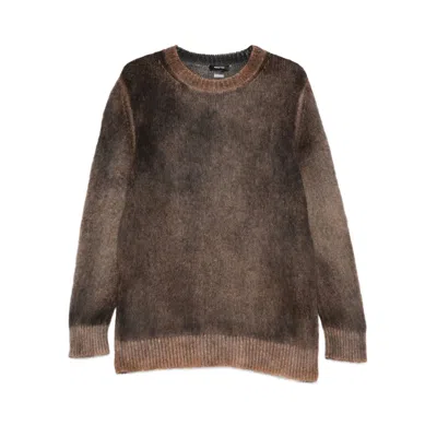 Avant Toi Brushed Crew-neck Sweater In Brown
