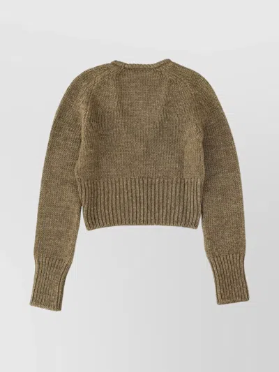 Our Legacy Cropped V-neck Long Sleeve Knit Sweater In Gray