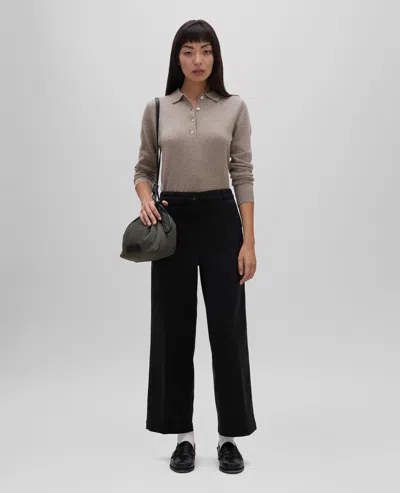 Aspesi Twill Cropped Trousers In Black