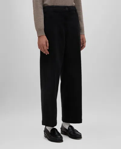 Aspesi Twill Cropped Trousers In Black