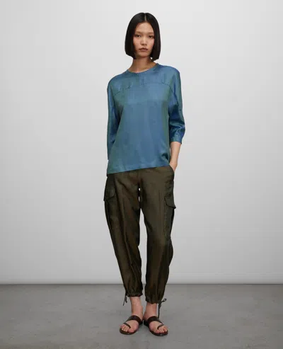 Aspesi Acetate And Viscose Twill Top In Blue