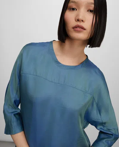Aspesi Acetate And Viscose Twill Top In Blue