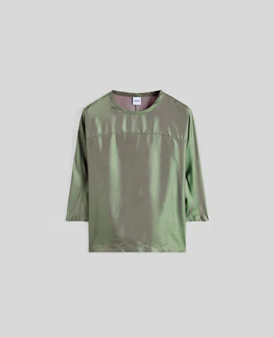 Aspesi Acetate And Viscose Twill Top In Green