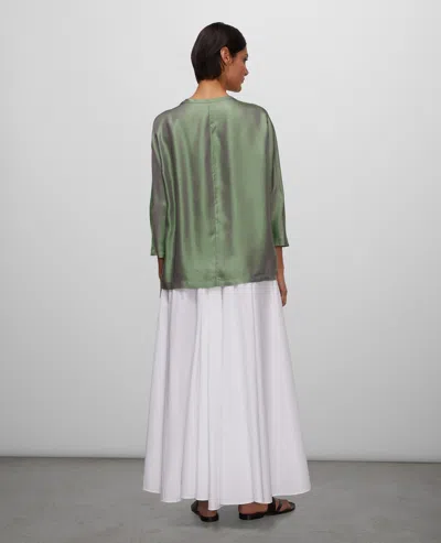 Aspesi Acetate And Viscose Twill Top In Green