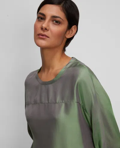 Aspesi Acetate And Viscose Twill Top In Green