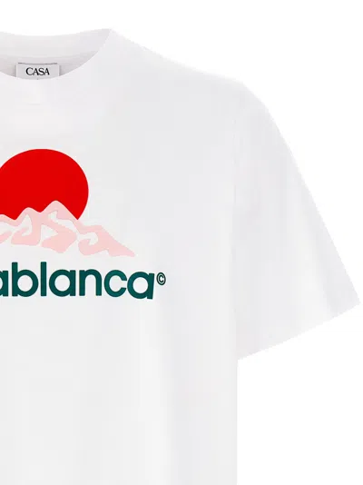 Casablanca White Crewneck Logo Printed T-shirt In White
