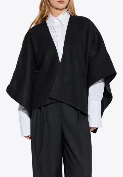 Max Mara Serra Wool And Alpaca Poncho In Black