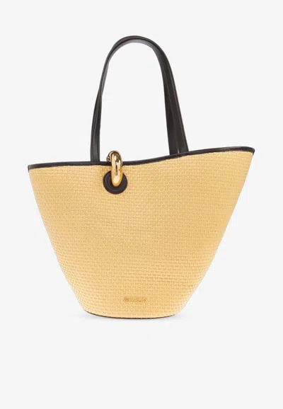 Jacquemus Bambola Asymmetric Bucket Bag In Sand