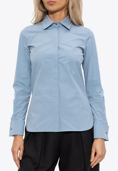 Max Mara Knut Long-sleeved Monogram Shirt In Blue