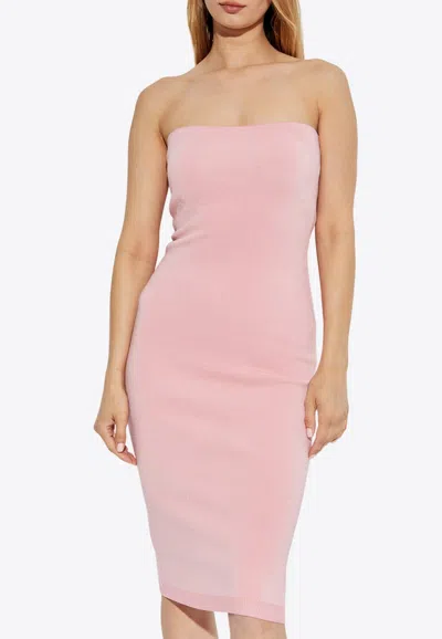 Jacquemus Sera Strapless Knit Dress In Pink