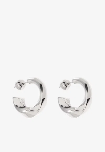 Jacquemus Tourni Mini Twisted Hoop Earrings In Silver