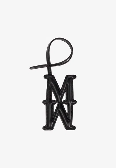 Max Mara Double M Leather Bag Charm In Black