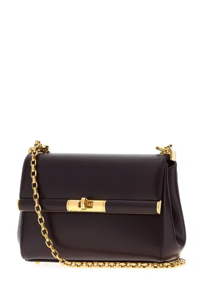 Dolce & Gabbana Women Aubergine Leather Mini Marlene Shoulder Bag In Burgundy