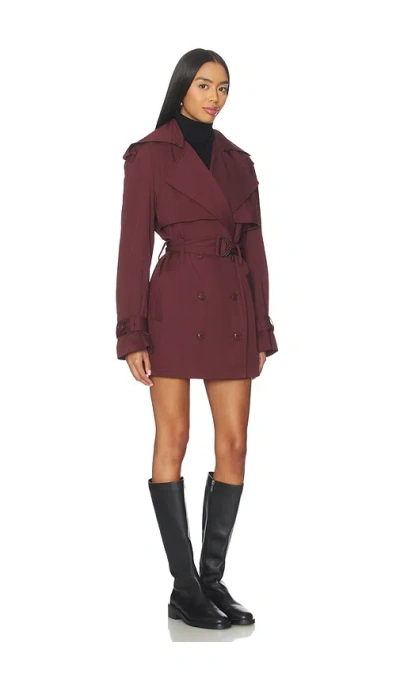 Bardot Aster Short Trench Coat In Red