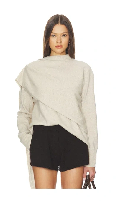 Vince Draped Crew Neck Top In White