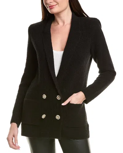 L'agence Eileen Boyfriend Knit Wool-blend Blazer In Black
