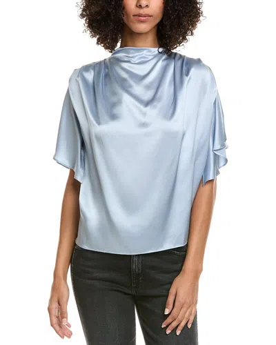 Amanda Uprichard Camille Silk Top In Blue